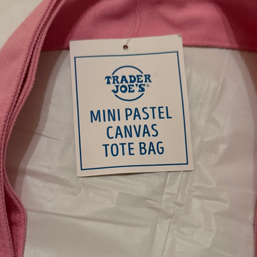 Trader Joe’s Pink and Cream Canvas Tote with cherry blossom iron ons - Picture 2 of 3